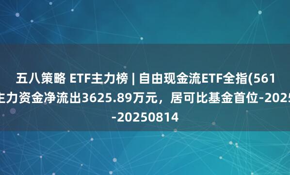 五八策略 ETF主力榜 | 自由现金流ETF全指(561870)主力资金净流出3625.89万元，居可比基金首位-20250814